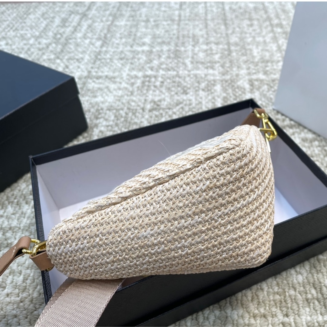 Prada Triangle Crochet Shoulder Bag Natural 25Cm