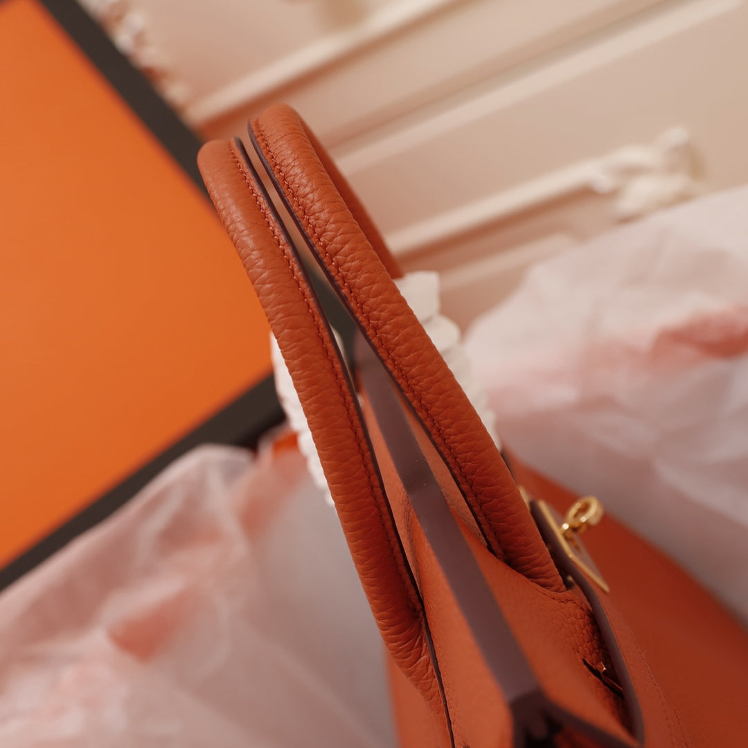 Hermes Birkin Bag 35 Fire Togo Gold Hardware