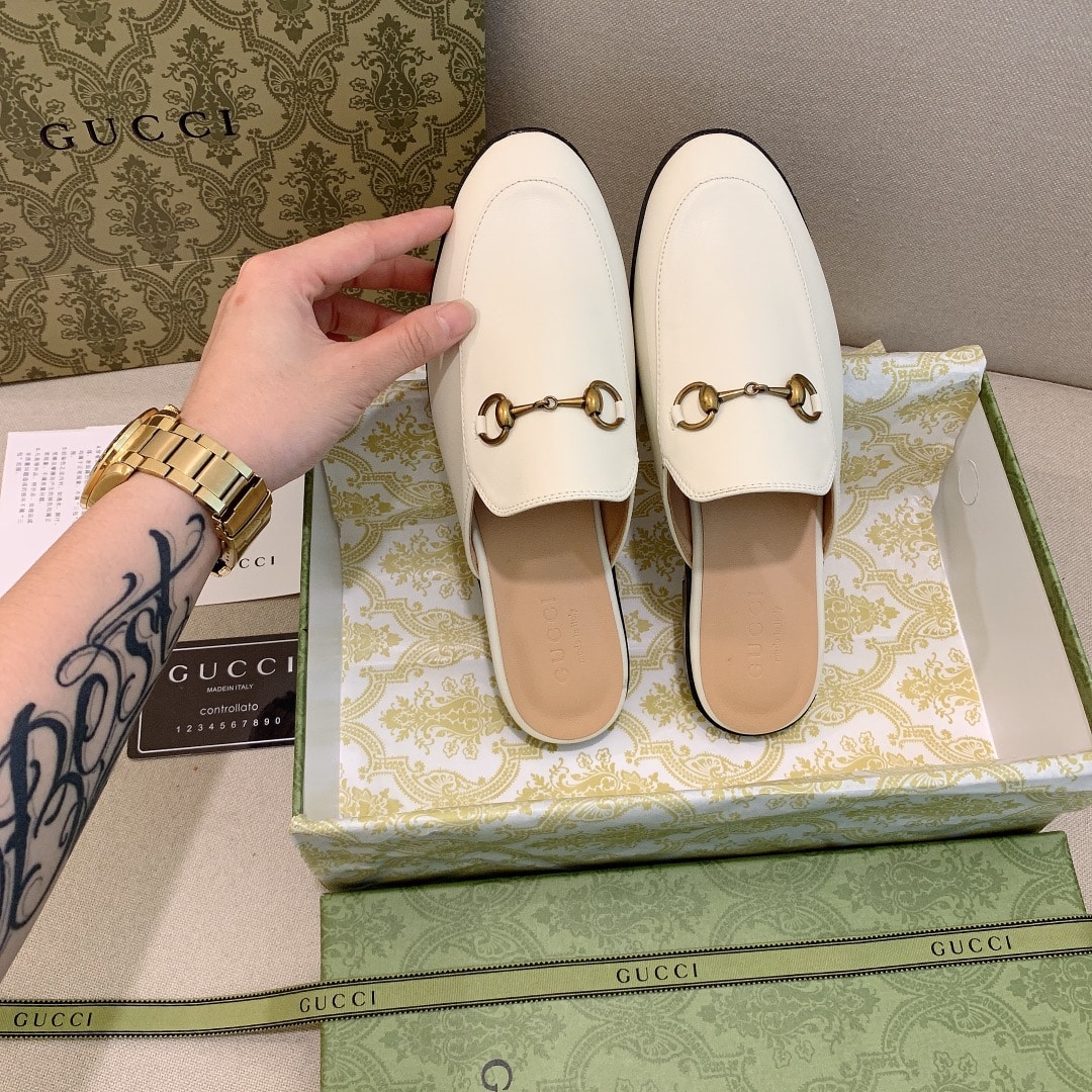 Gucci Princetown Leather Slipper White