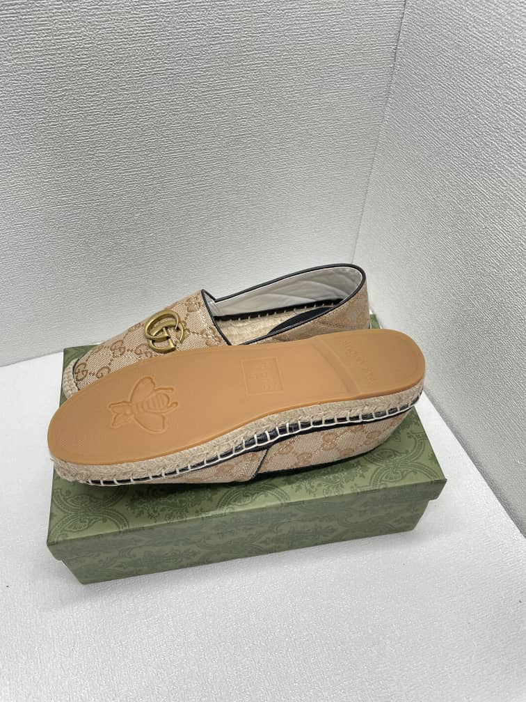 Gucci Women’S Matelass? Canvas Espadrille Beige 621239 Kqwm0 9765