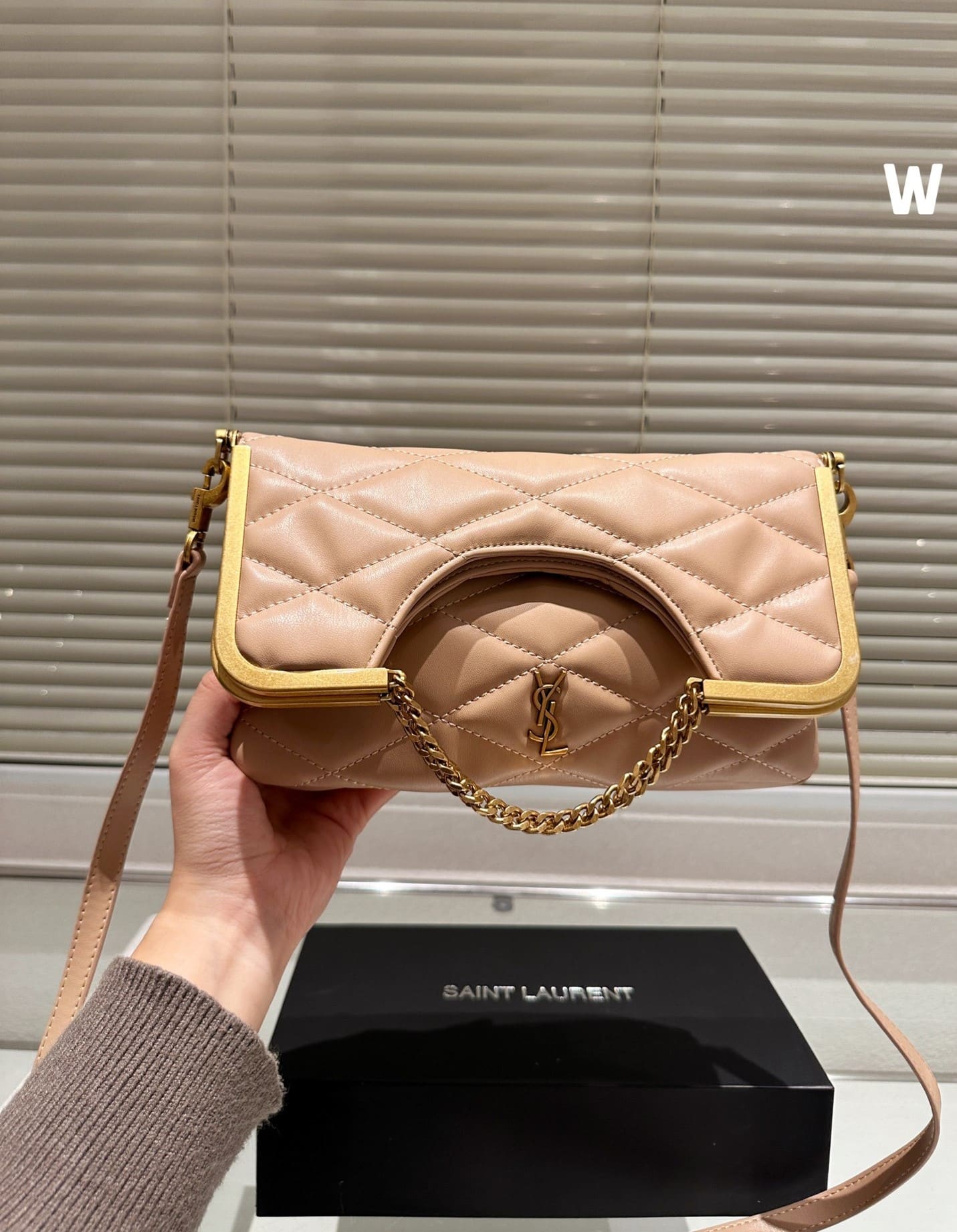 Saint Laurent The 87 Bag Quilted Beige 25Cm