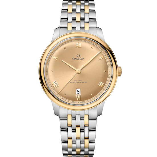 Omega De Ville Prestige 40 mm Yellow Dial Stainless Steel and 18k Yellow Gold Bracelet 434.20.40.20.08.001