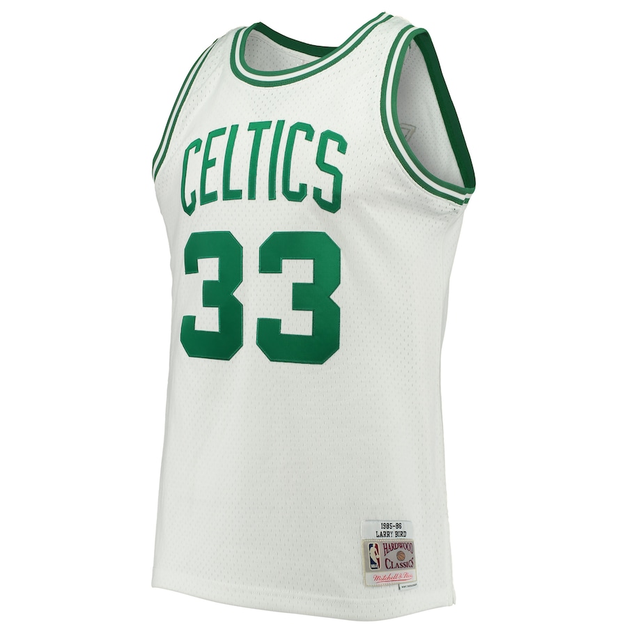 Men's Boston Celtics Larry Bird Mitchell & Ness White Hardwood Classics 1985/86 Swingman Jersey