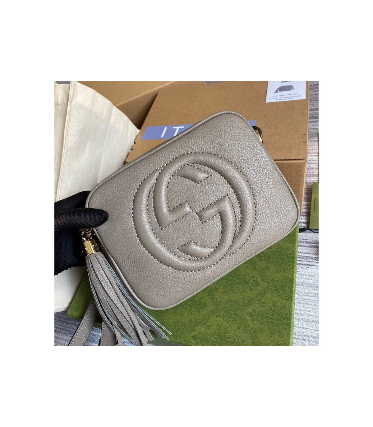 Gucci Soho Small Leather Disco Bag Grey