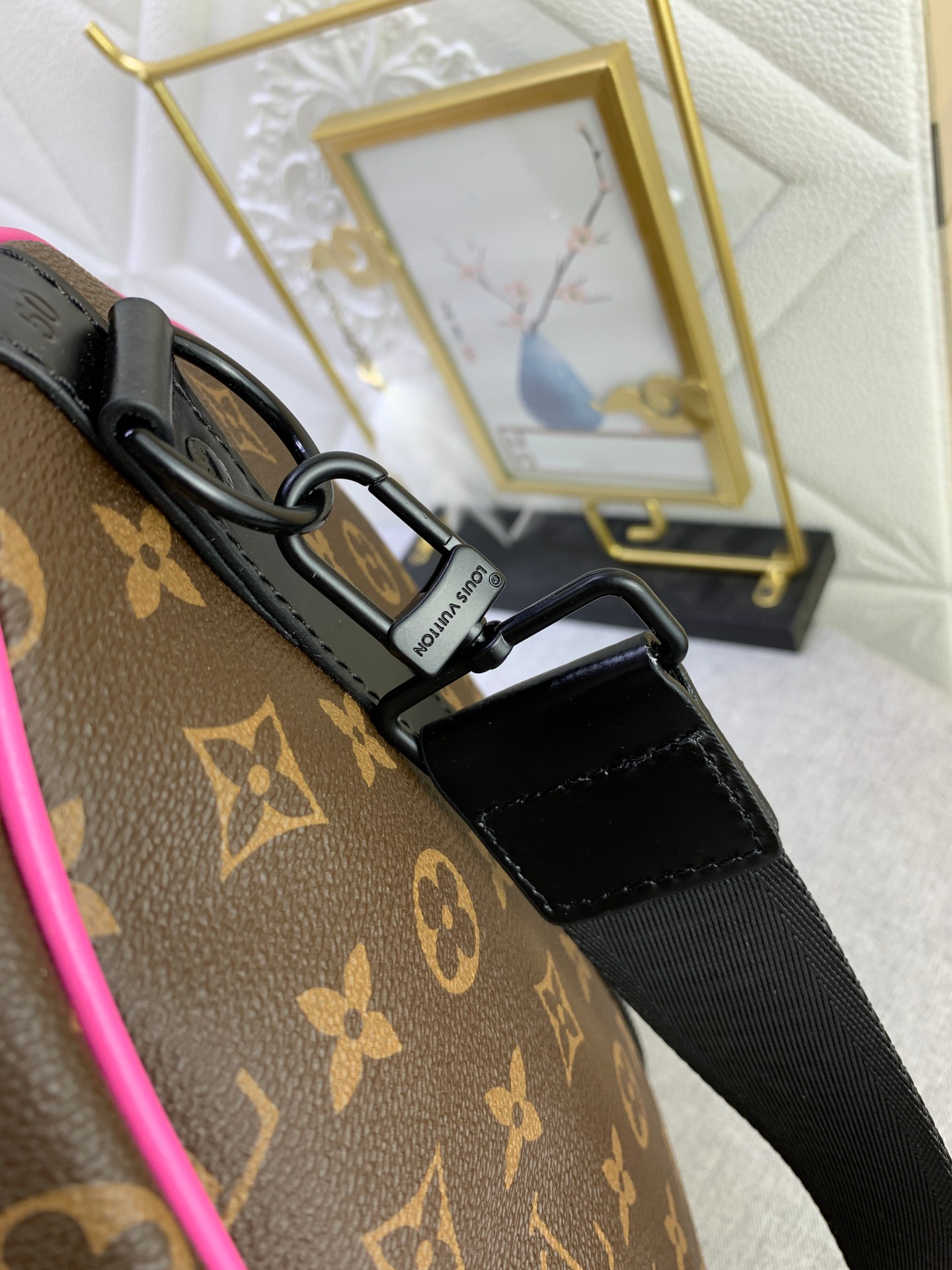 Louis Vuitton Keepall Bandoulire 50 Brown And Pink Macassar Canvas M45866