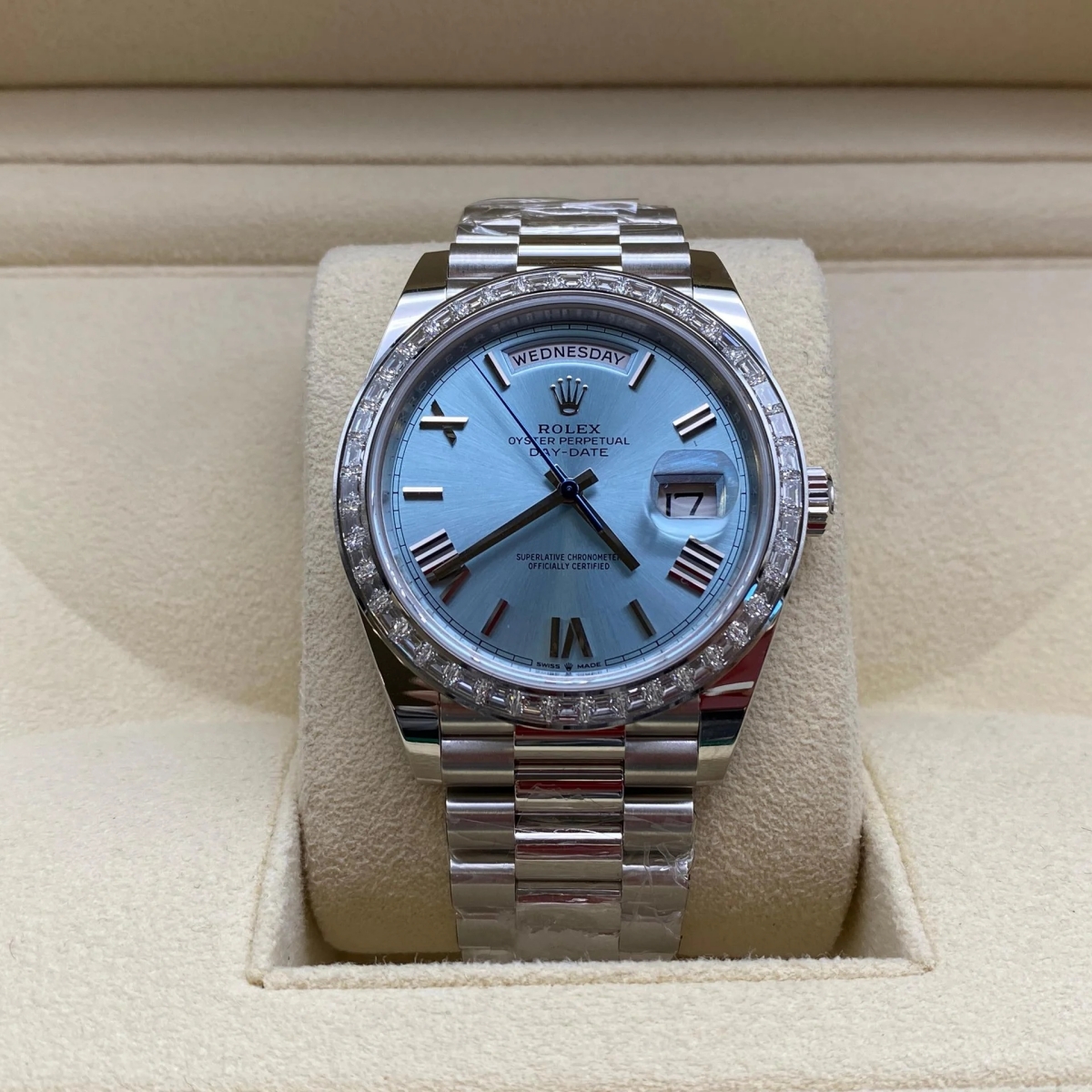 【Super Clone】RLX Day-Date 40mm 228396TBR-0030 Ice Blue Roman Dial