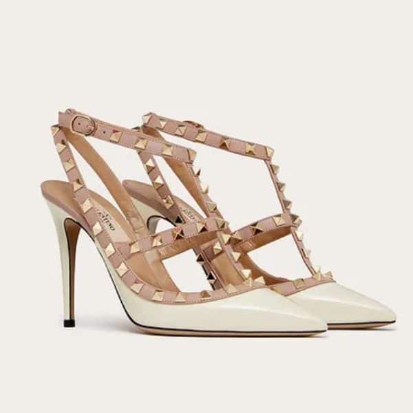 Valentino Patent Rockstud Caged Pump 100Mm Light Ivory Zw2S0393Vnwl62