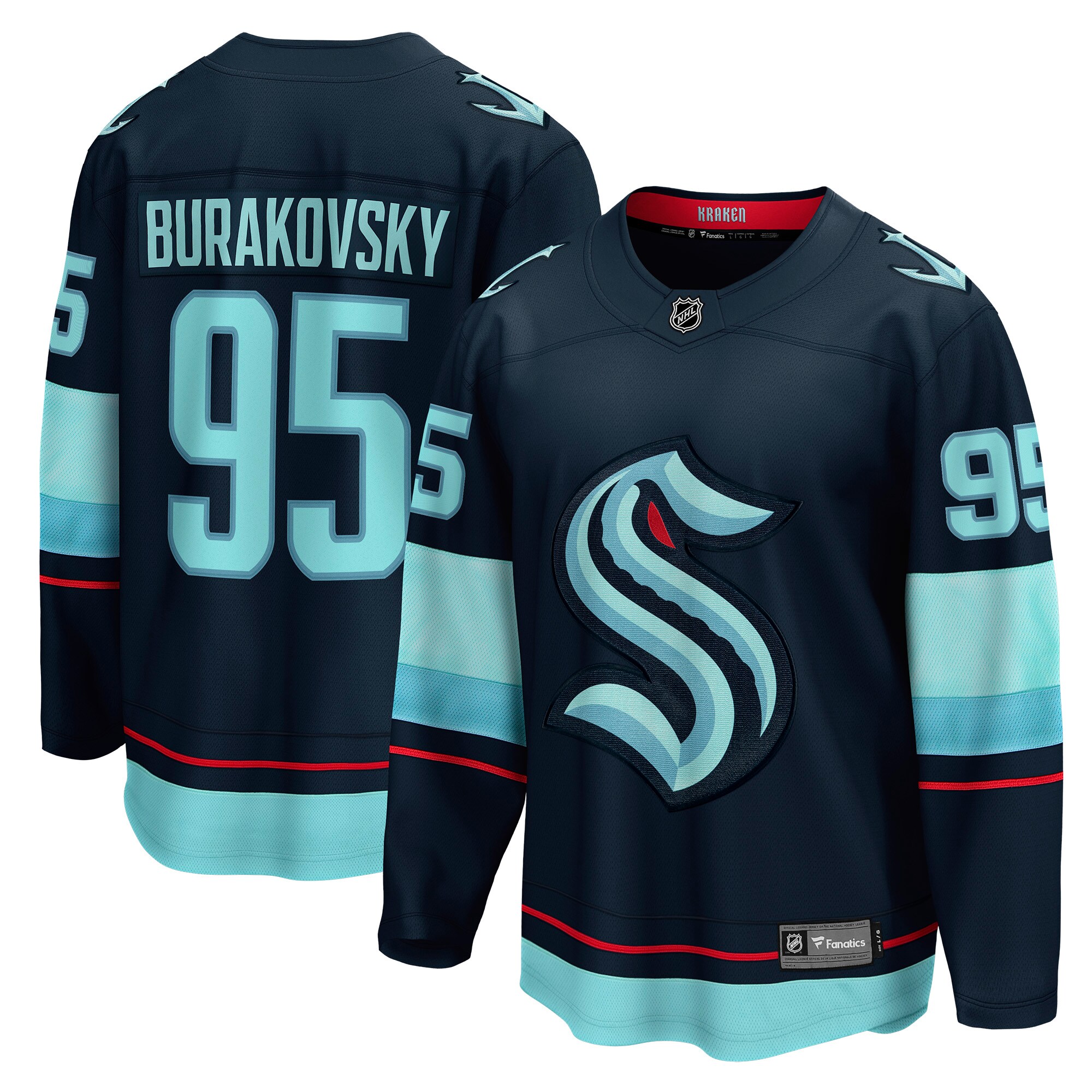 Andre Burakovsky Seattle Kraken Fanatics Home Breakaway Player Jersey – Deep Sea Blue