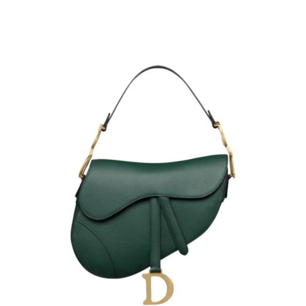 DIOR SADDLE WITH STRAP GRAINED CALFSKIN GREEN