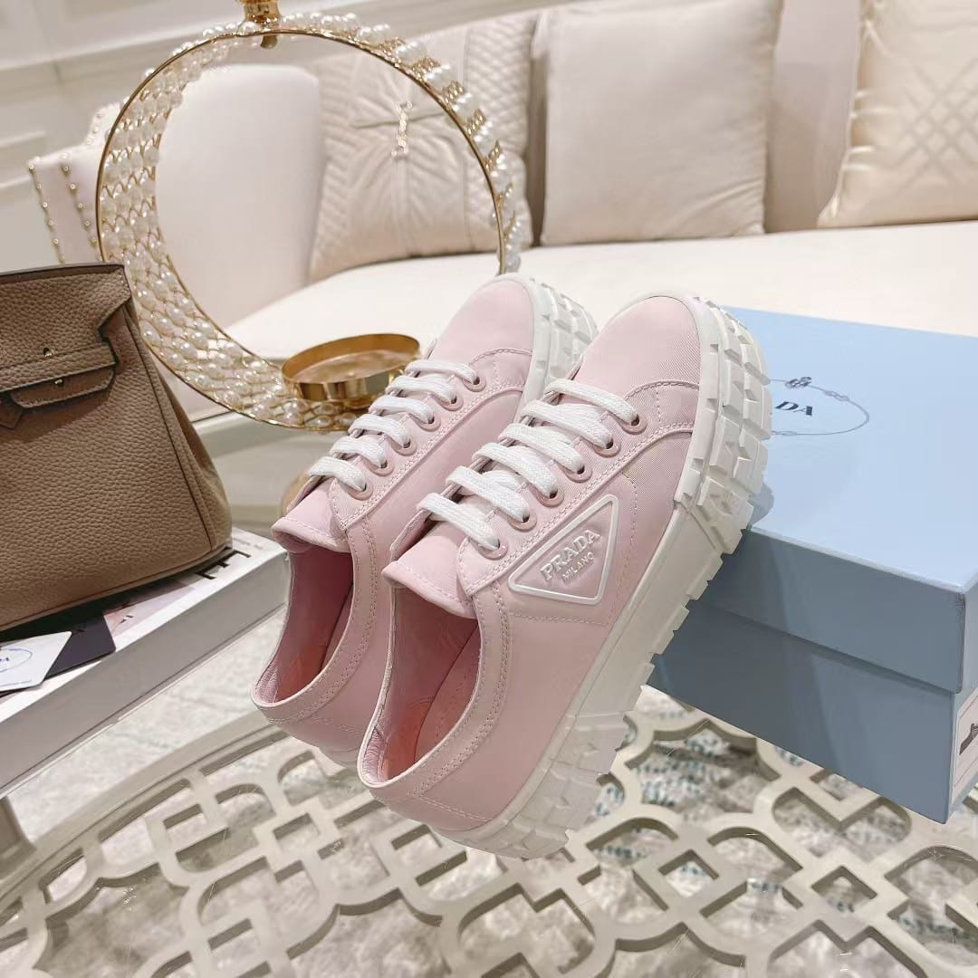 Prada Double Wheel Nylon Gabardine Sneaker Light Pink 1E260M3Lfxf0E18F050