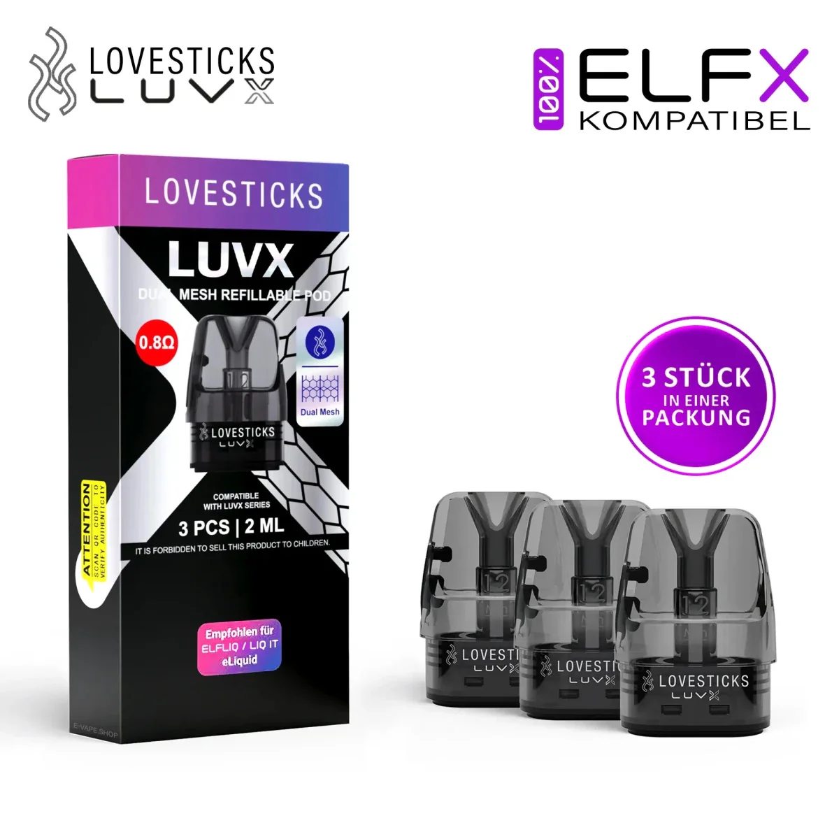Lovesticks Elfbar Elfx Pods 0,6 / 0,8 Ohm