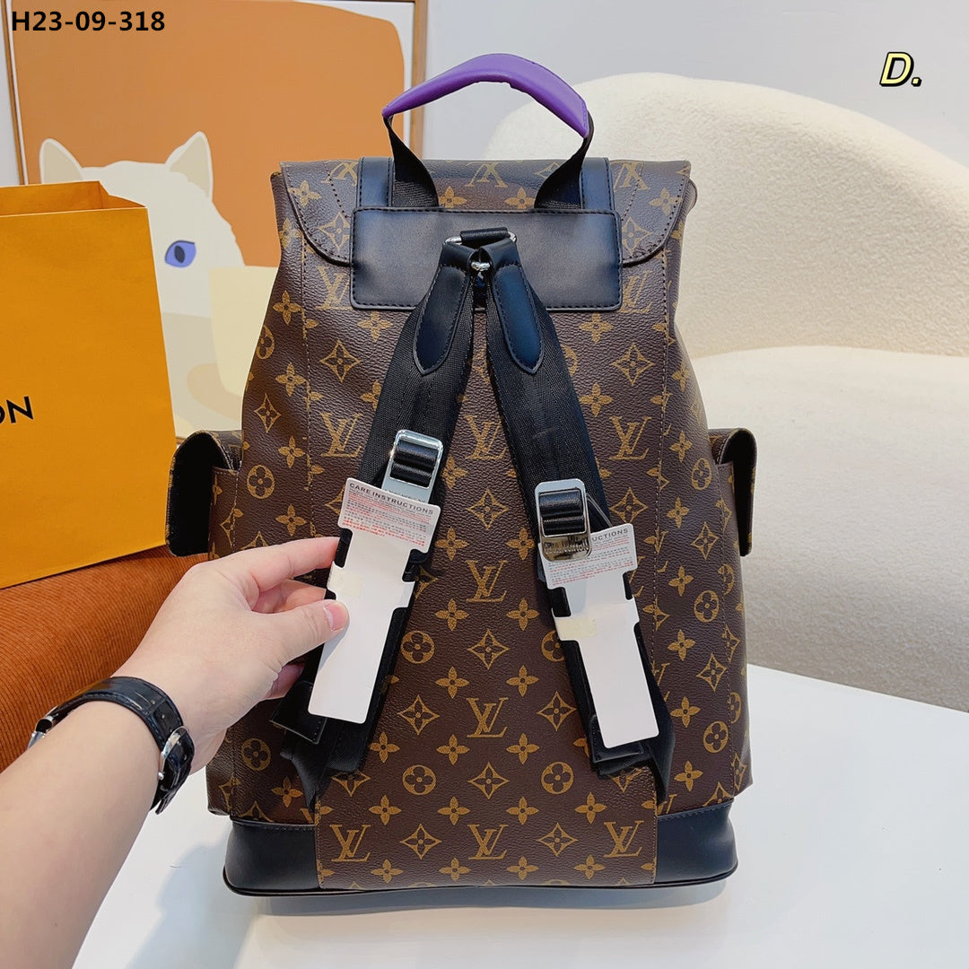 Louis Vuitton Christopher Backpack Monogram Macassar Canvas Brown And Purple 45Cm M46247
