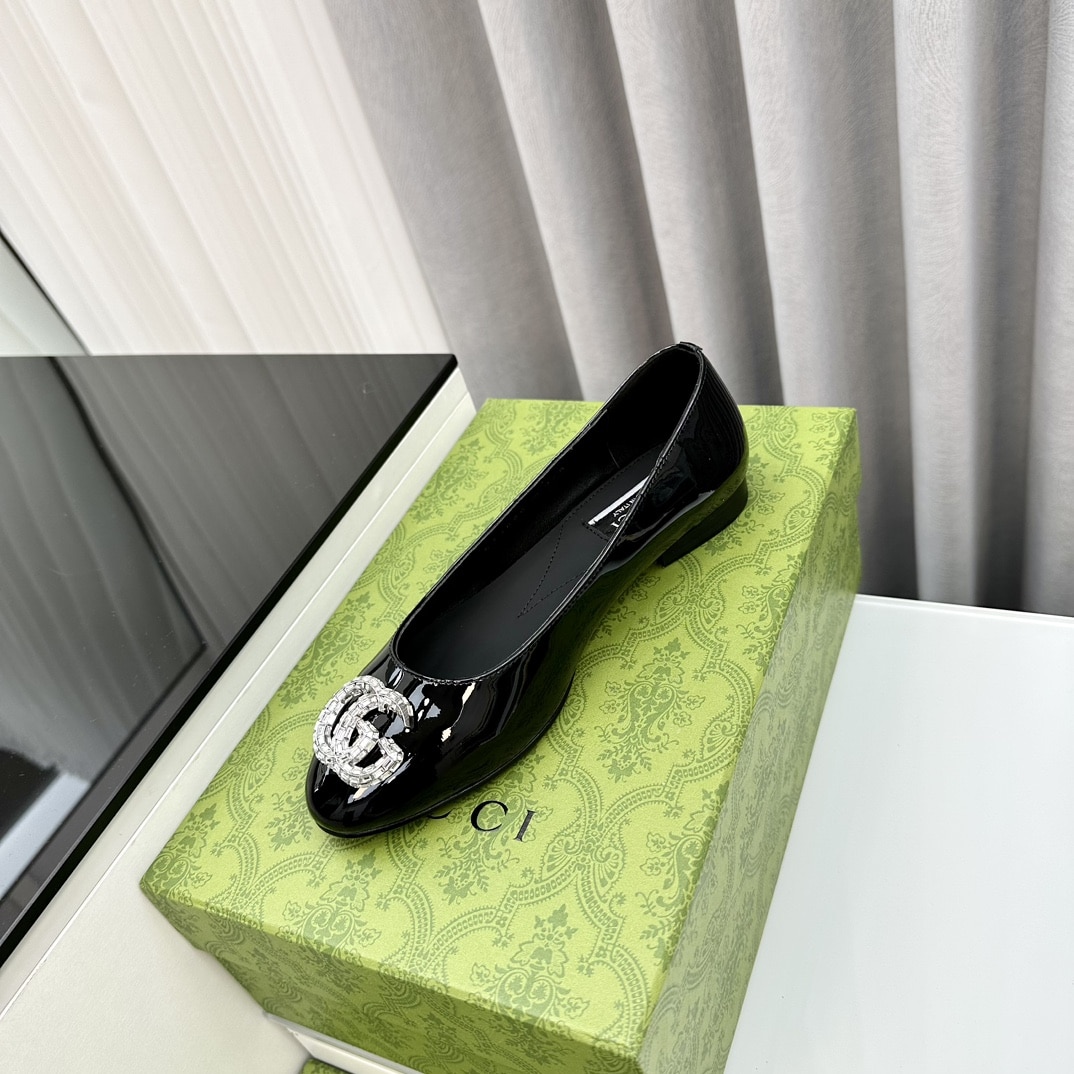 Gucci Crystal Gg Women’S Ballet Flat Black