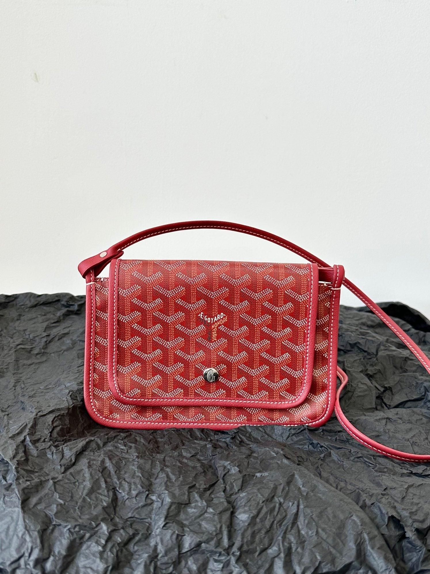 Goyard Plumet Pocket Wallet 20 Cm Classic Red Goyardine Canvas And Lambskin Trim