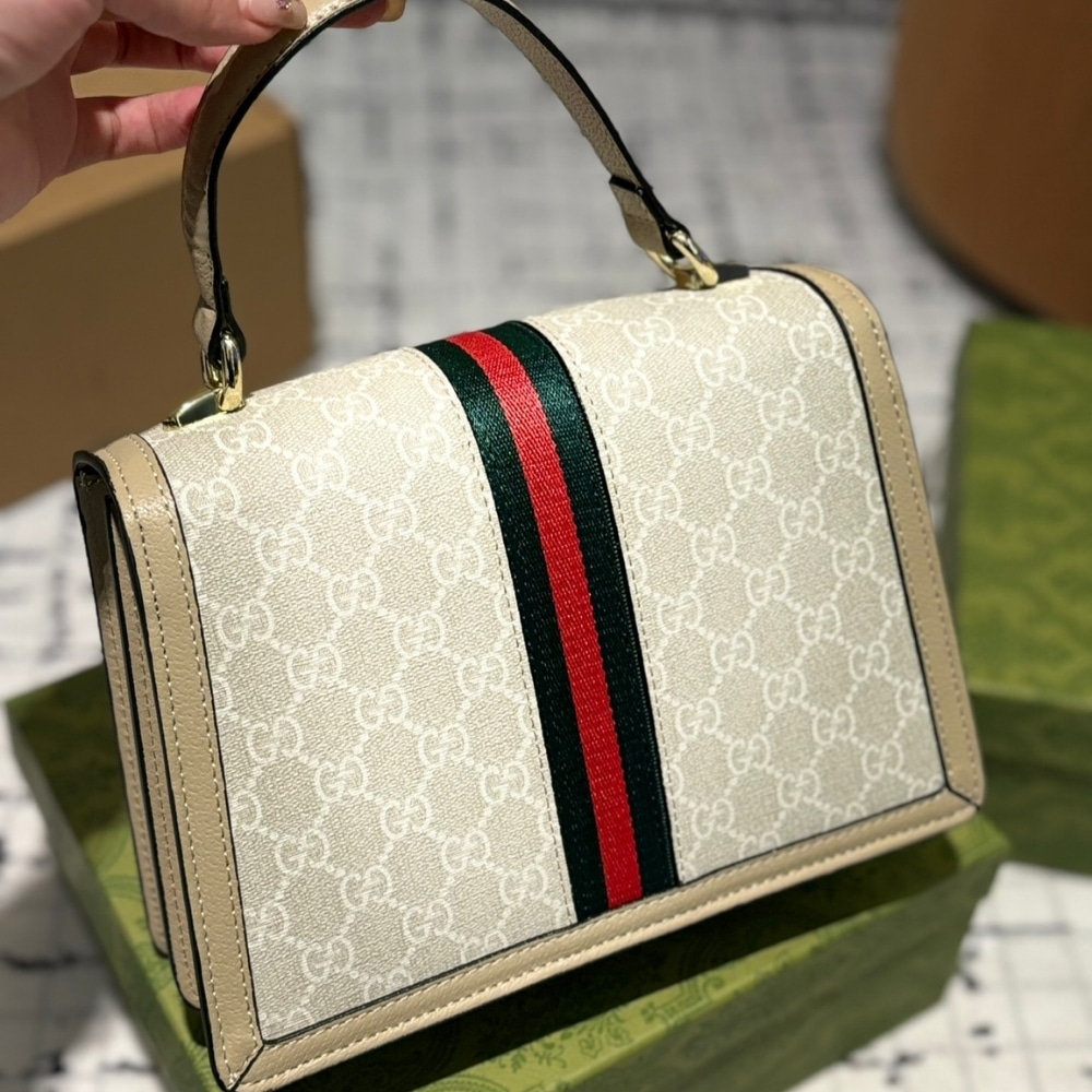 Gucci Ophidia Small Top Handle Bag Beige 25Cm 651055 Uulag 9682