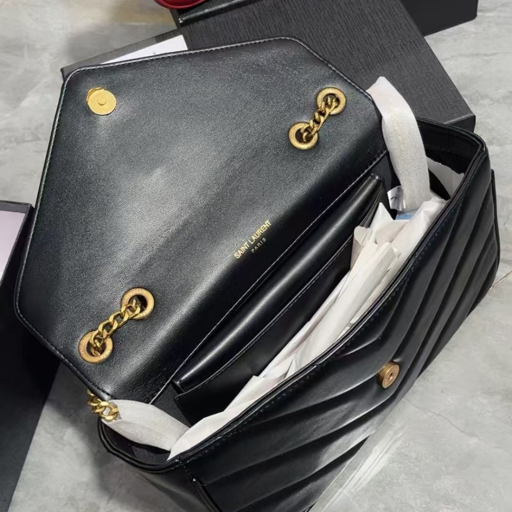 Saint Laurent Loulou Medium Chain Bag Black 29Cm