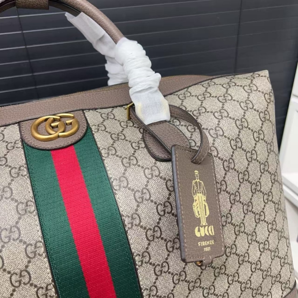 Gucci Savoy Medium Duffle Bag Beige And Dark Brown 43Cm 834469 FAEOI 9746