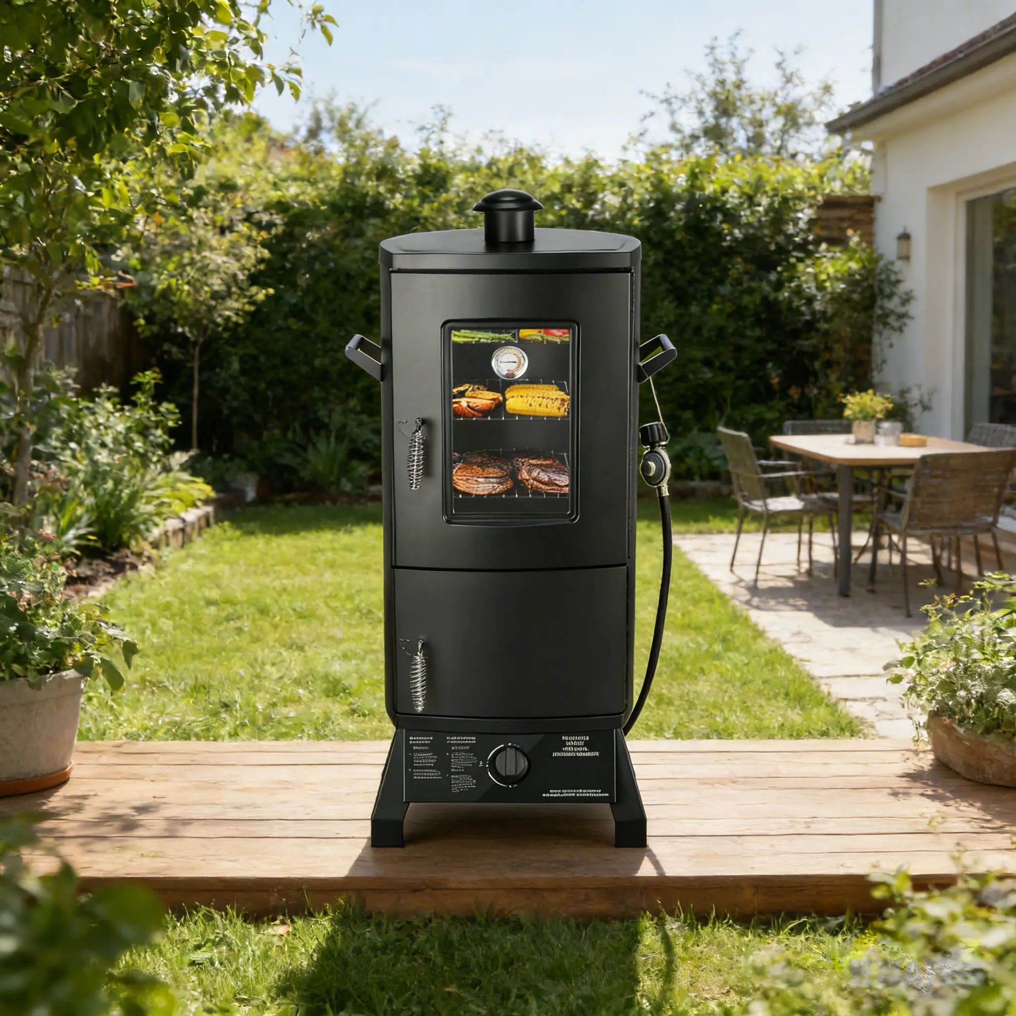 🔥Limited Warehouse Deal🔥 Heavy-Duty Vertical Barbecue Smoker Set with Cover – 3 Removable Cooking Shelves & Easy Temperature Control