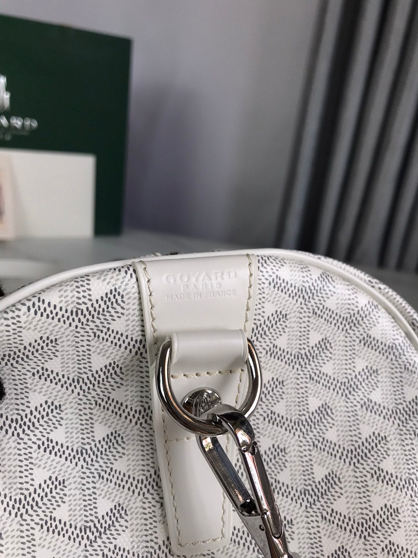 Goyard Boston 50 Bag Cm White Goyardine Canvas And Calfskin Trim