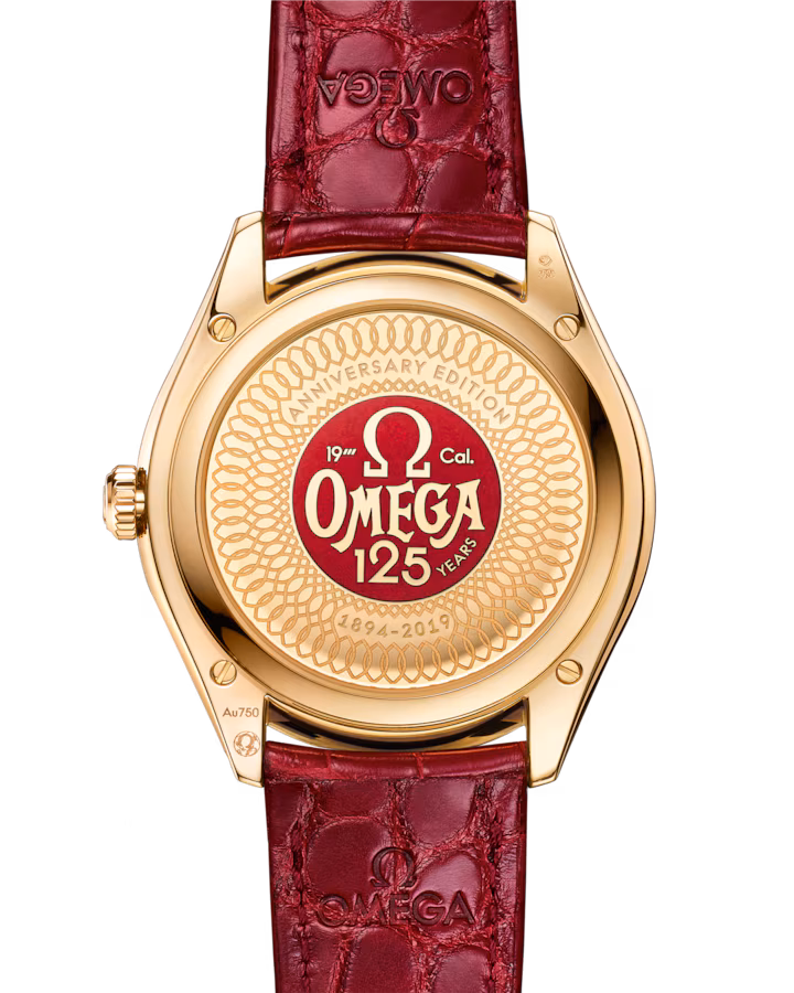 Omega De Ville Trésor 40mm Red Dial 18k Yellow Gold Strap 435.53.40.21.11.001