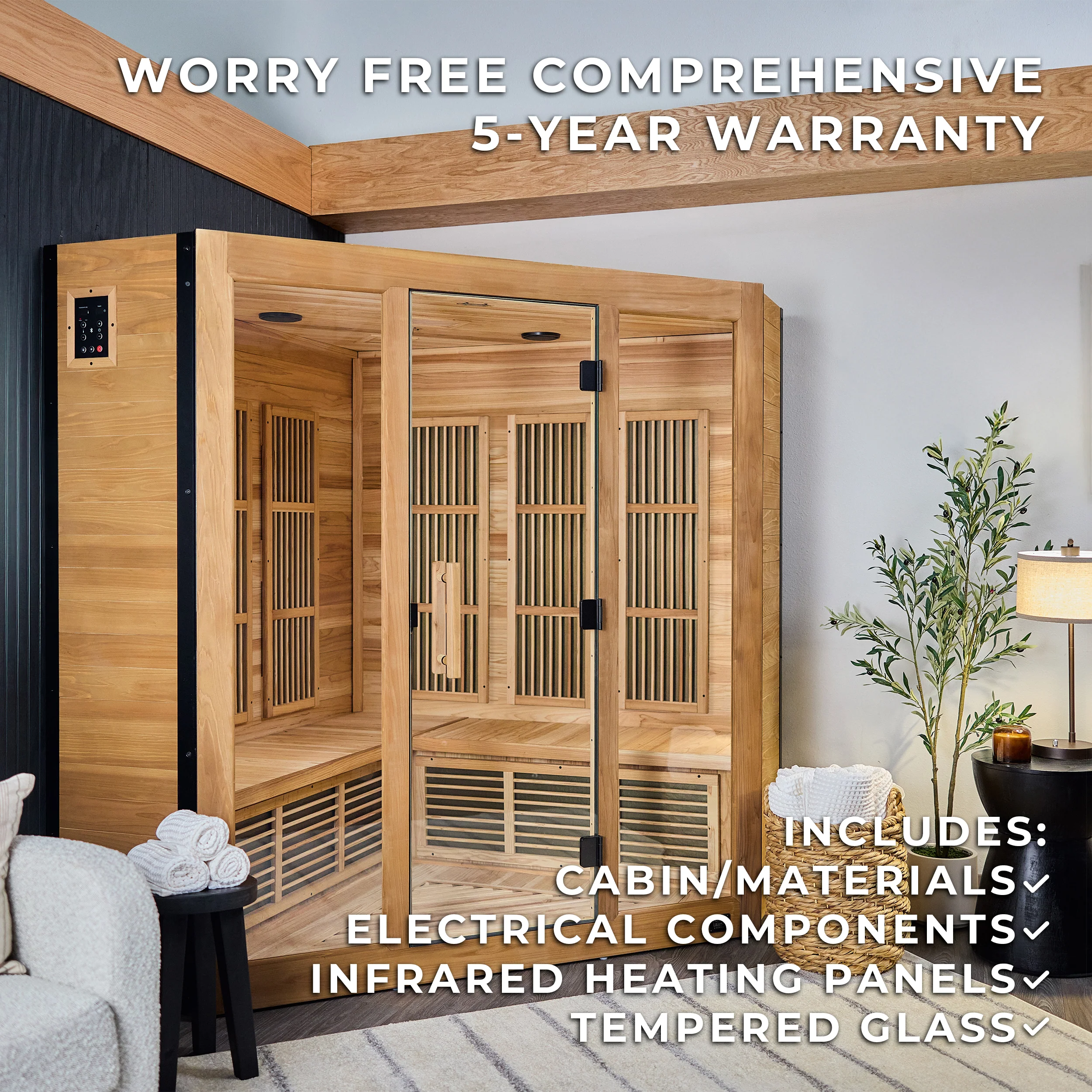 Rylan Indoor Infrared Corner Sauna �?4 Person