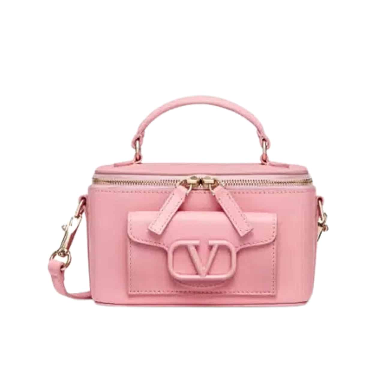 Valentino Mini Garavani Locò Handbag In Calfskin Pink 22Cm 4W2P0Z86Nht Zqq