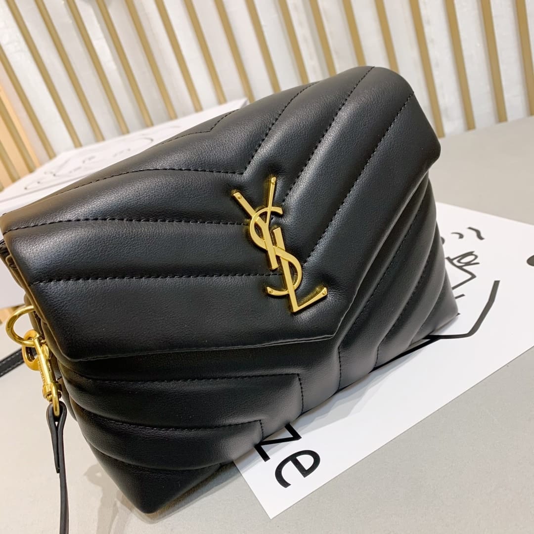 Saint Laurent Loulou Toy Strap Bag In Quilted Y Leather Black