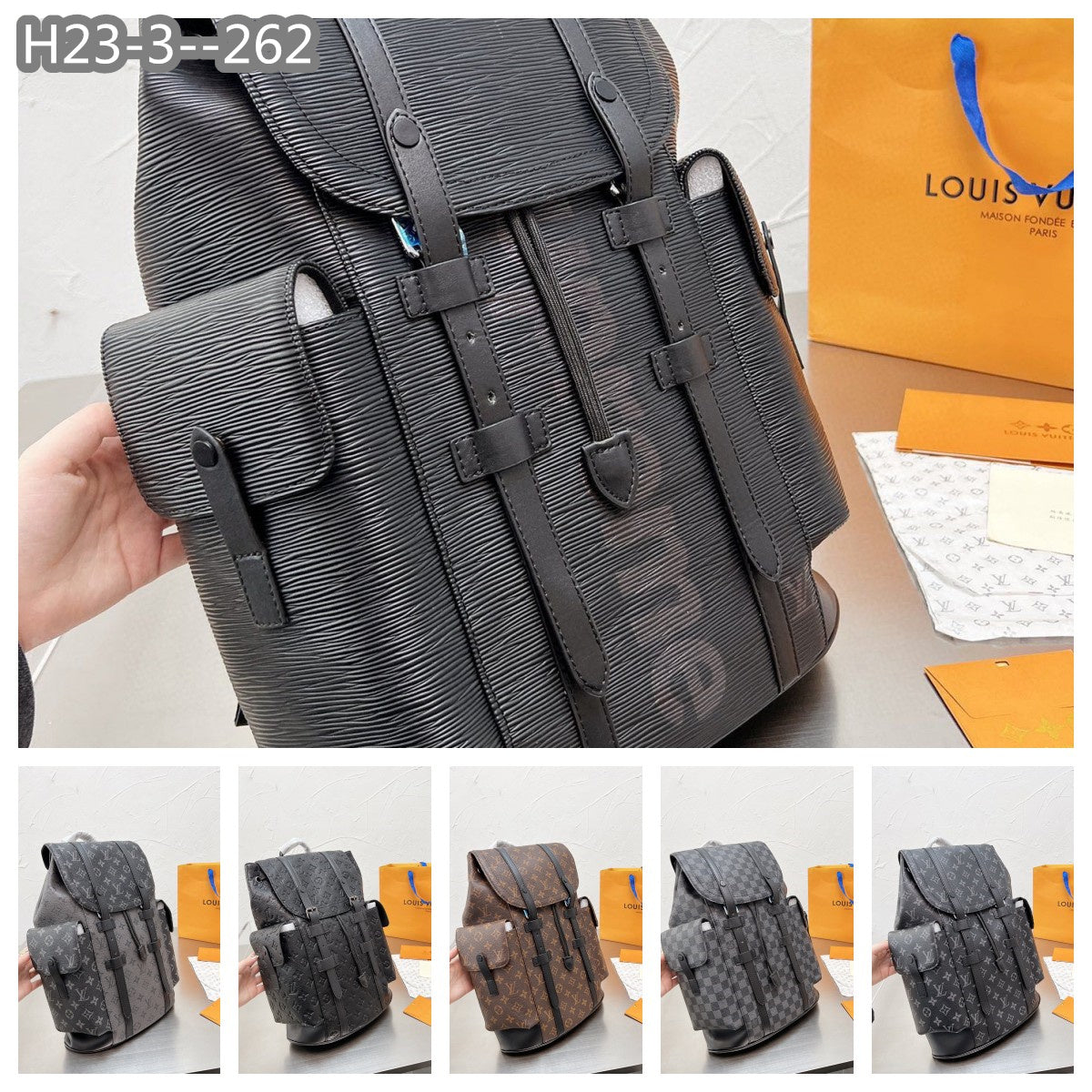 Louis Vuitton Christopher Backpack Mm Taurillon Monogram Black M55699