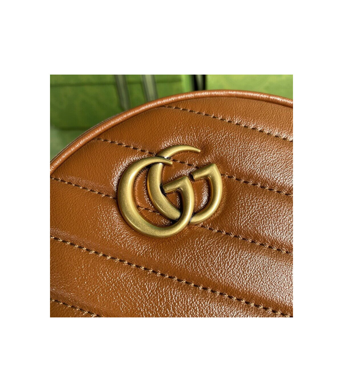 Gucci GG Marmont Mini Round Shoulder Bag Brown