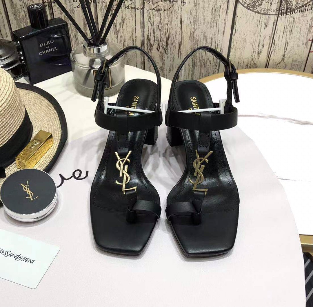 Saint Laurent Cassandra Leather Slingback Sandals Black 658198Dwett1000