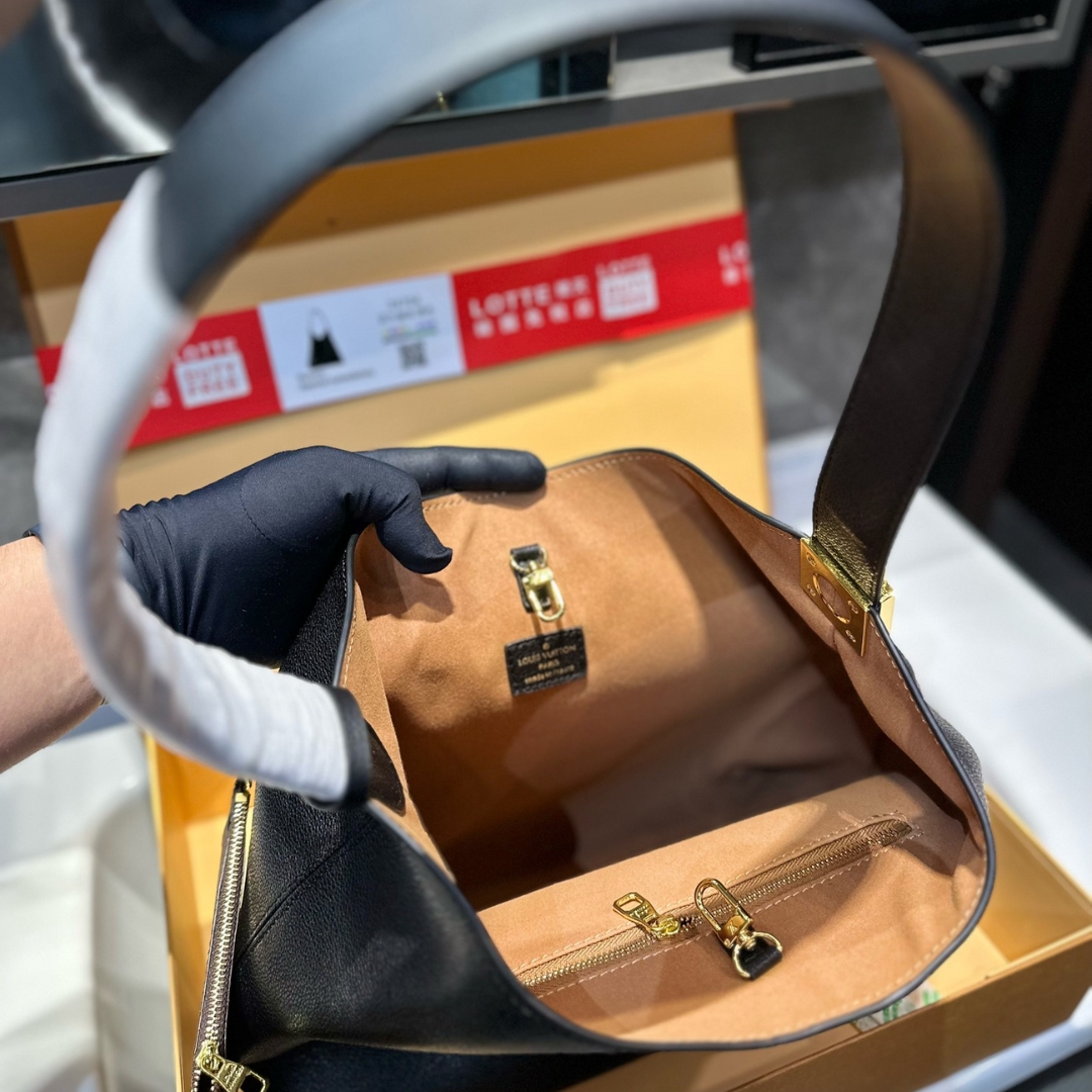 Louis Vuitton Low Key Hobo Bag With Gold Hardware In Black 43Cm M24856