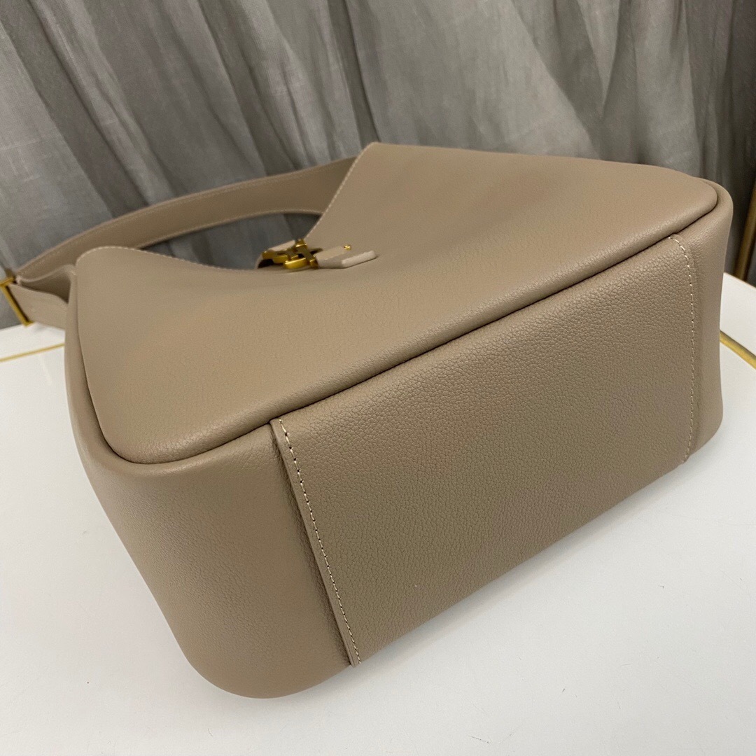 Saint Laurent Le 5 A 7 Soft Small Hobo Bag In Smooth Leather Grey