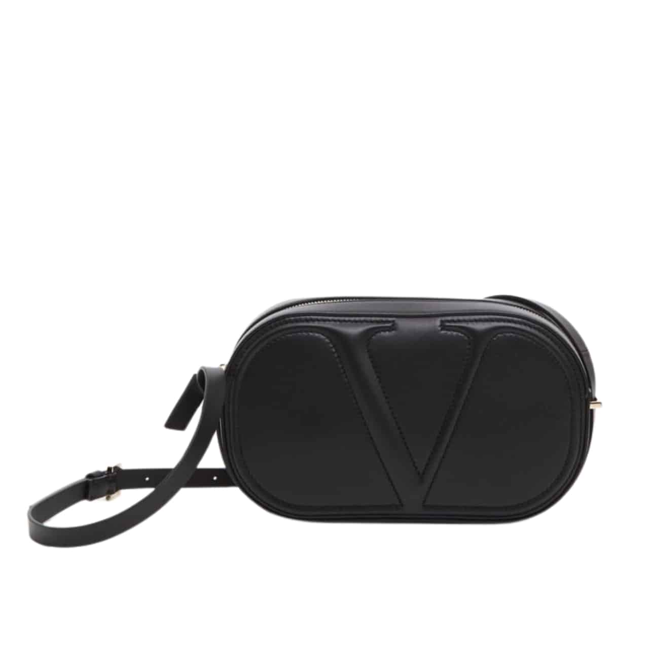 Valentino VLogo Walk Calfskin Crossbody Bag Black 25Cm
