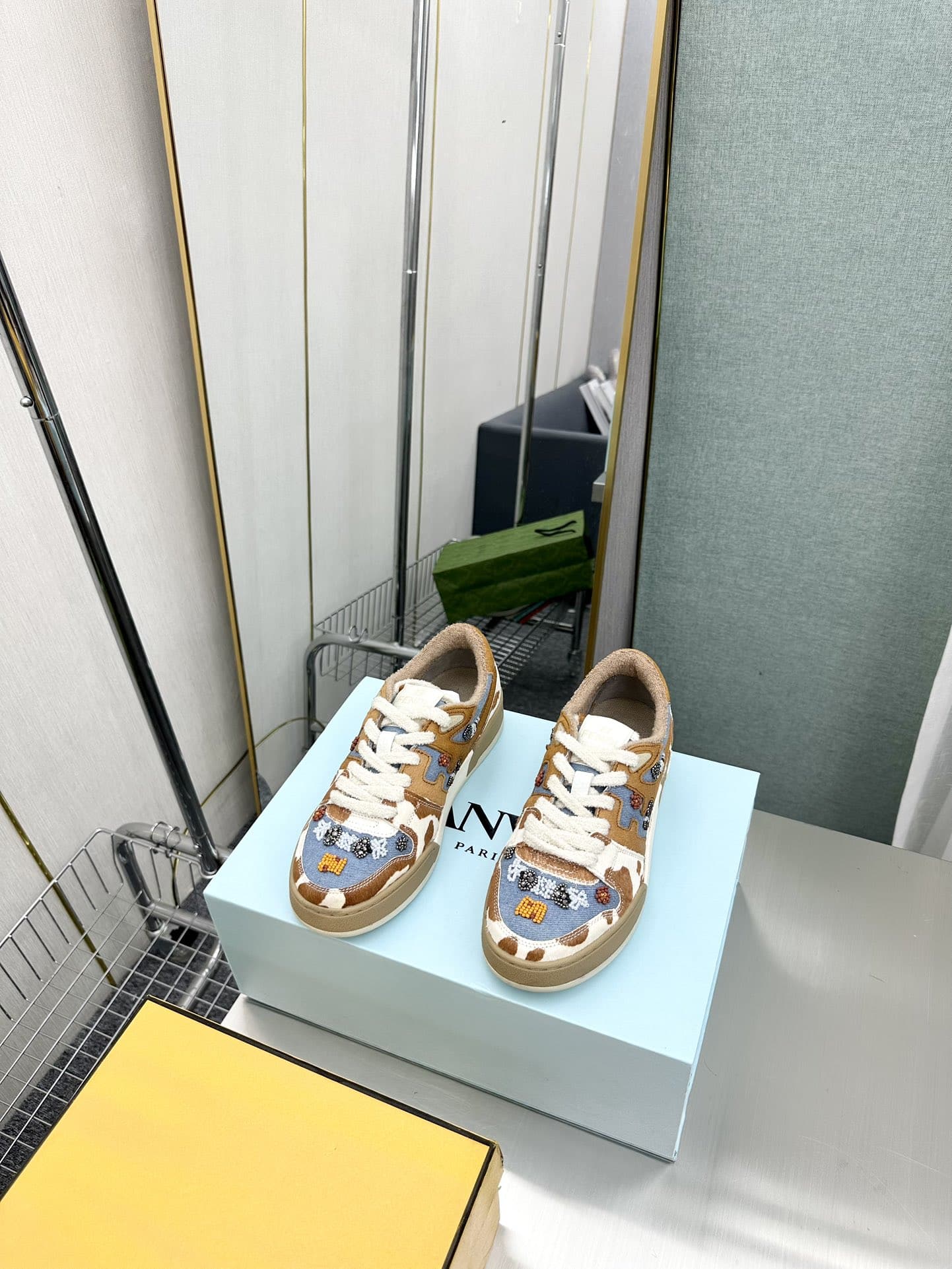Fendi Match Suede Low Tops Brown And Blue