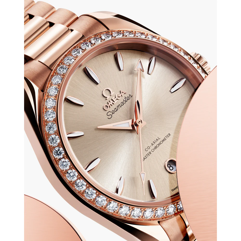 Omega Seamaster Aqua Terra Shades 38 mm Sandstone Dial Stainless Steel and Sedna™ 18k Rose Gold Bracelet 220.55.38.20.09.001
