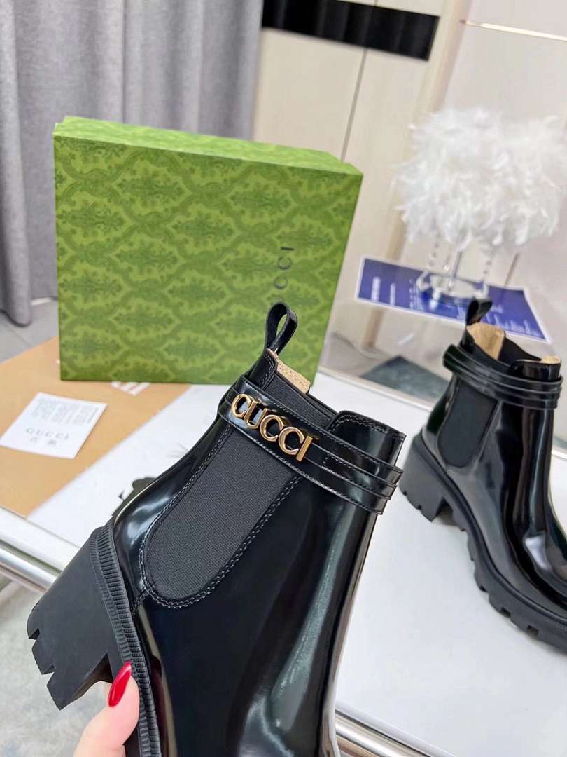 Gucci Mid Heel Boot With Logo Black? 734909 Aabk6 1000