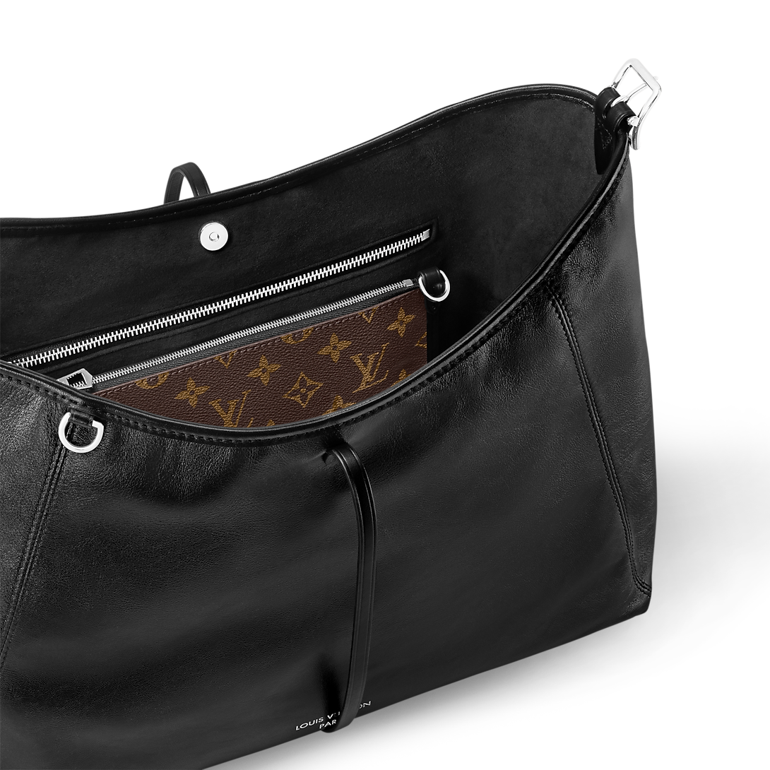 Louis Vuitton CarryAll Vibe MM Medium Black Leather Shoulder Bag 39cm/15.4in M25143