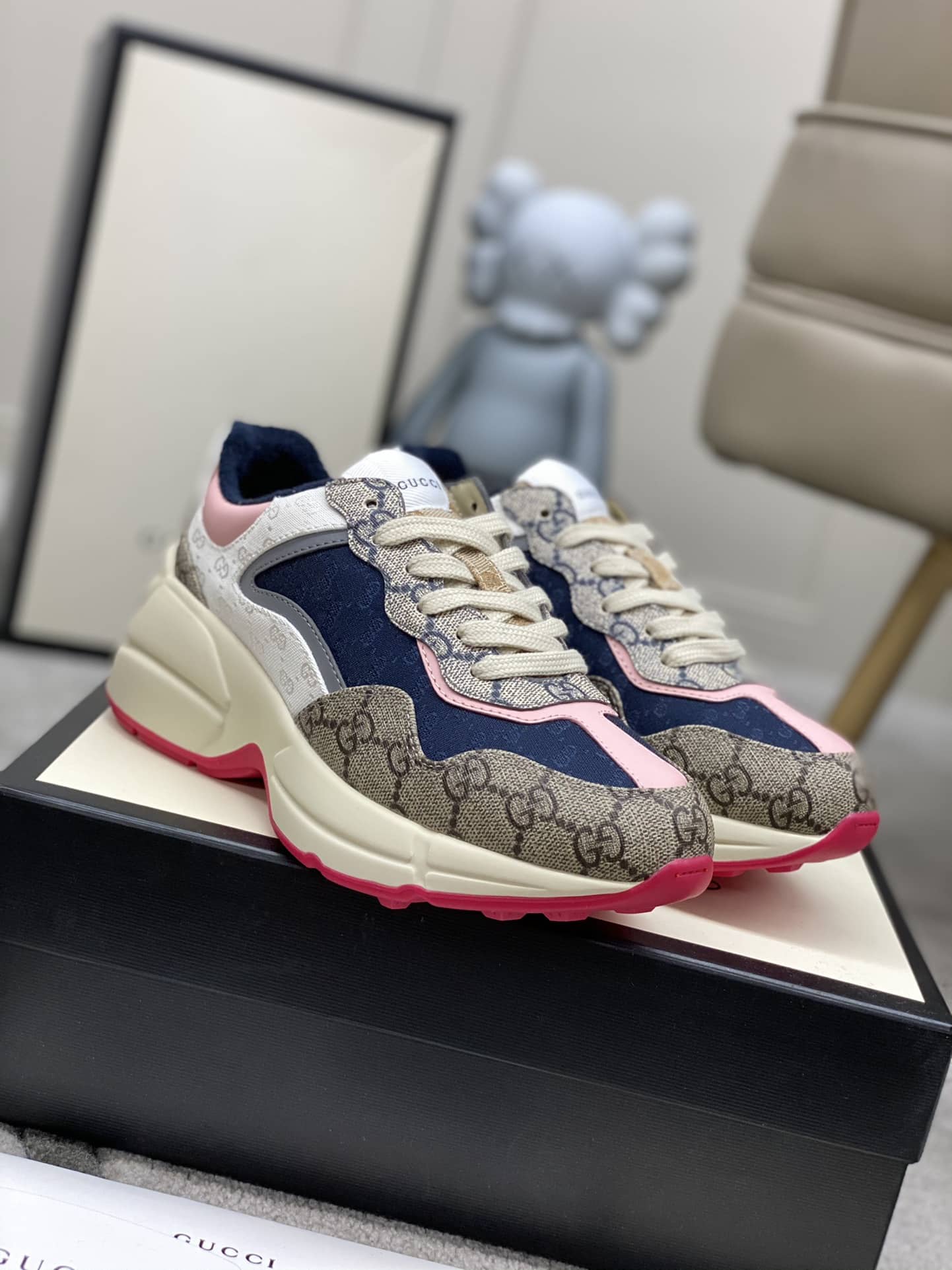 Gucci Wmns Gg Rhyton Beige White Pink 620185 99Wf0 4371