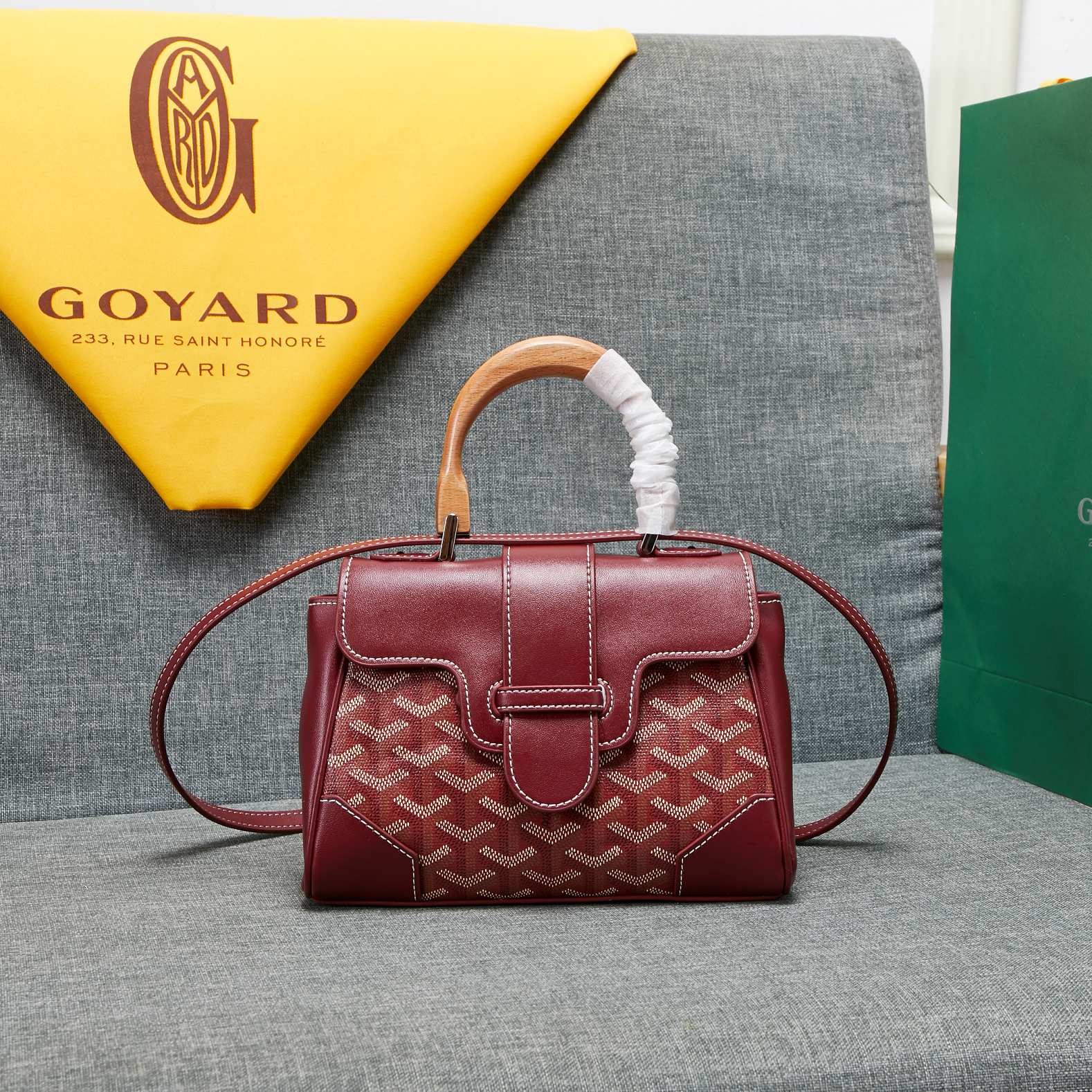 Goyard Saigon Souple Mini Bag Burgundy Canvas 20cm