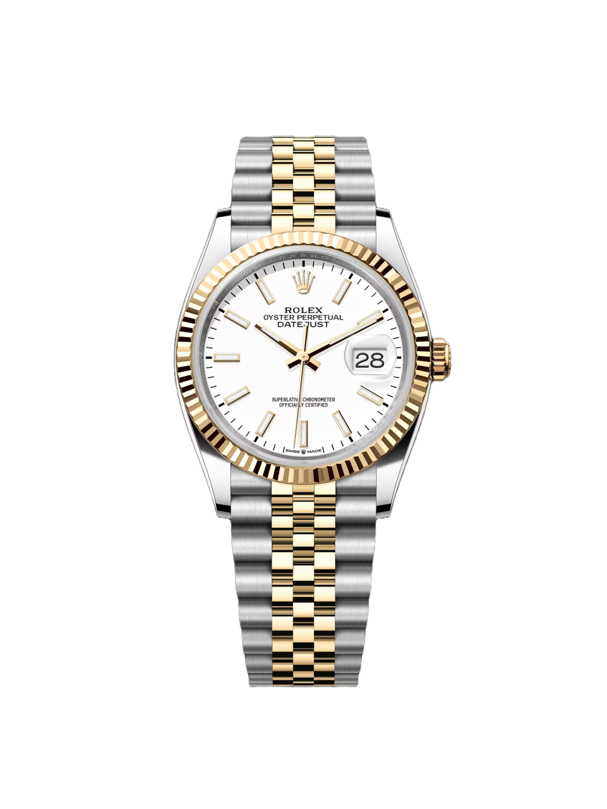 Rolex  Datejust 36mm 126233 White Index Dial Two-Tone Jubilee Bracelet Watch