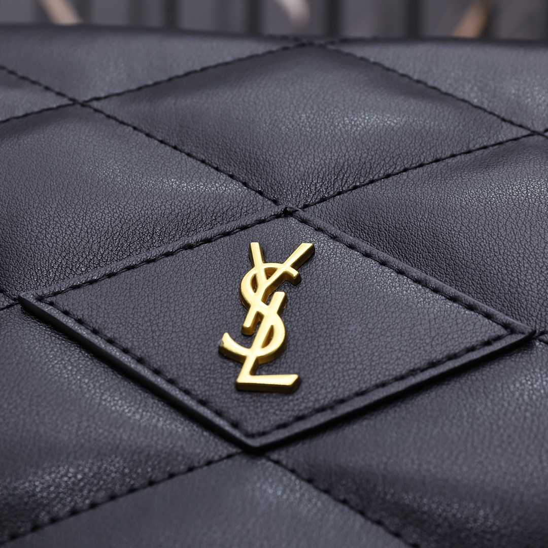 Saint Laurent Sade Puffy Leather Envelope Clutch Bag Black