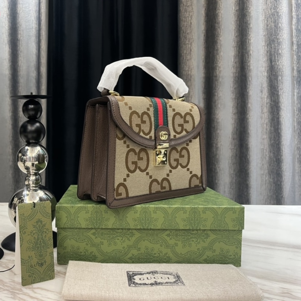 Gucci Ophidia Small Jumbo Gg Bag Camel Ebony 25Cm 651055 Ukmdg 2570