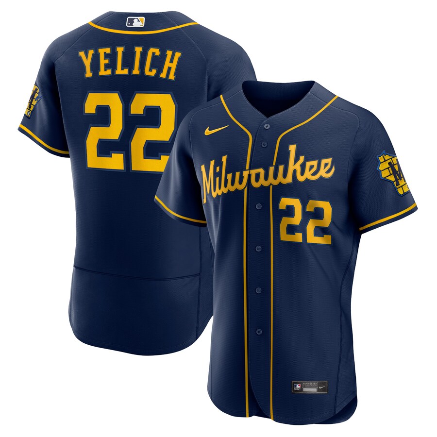Christian Yelich Milwaukee Brewers 50th Season Alternate Player Jersey Navy