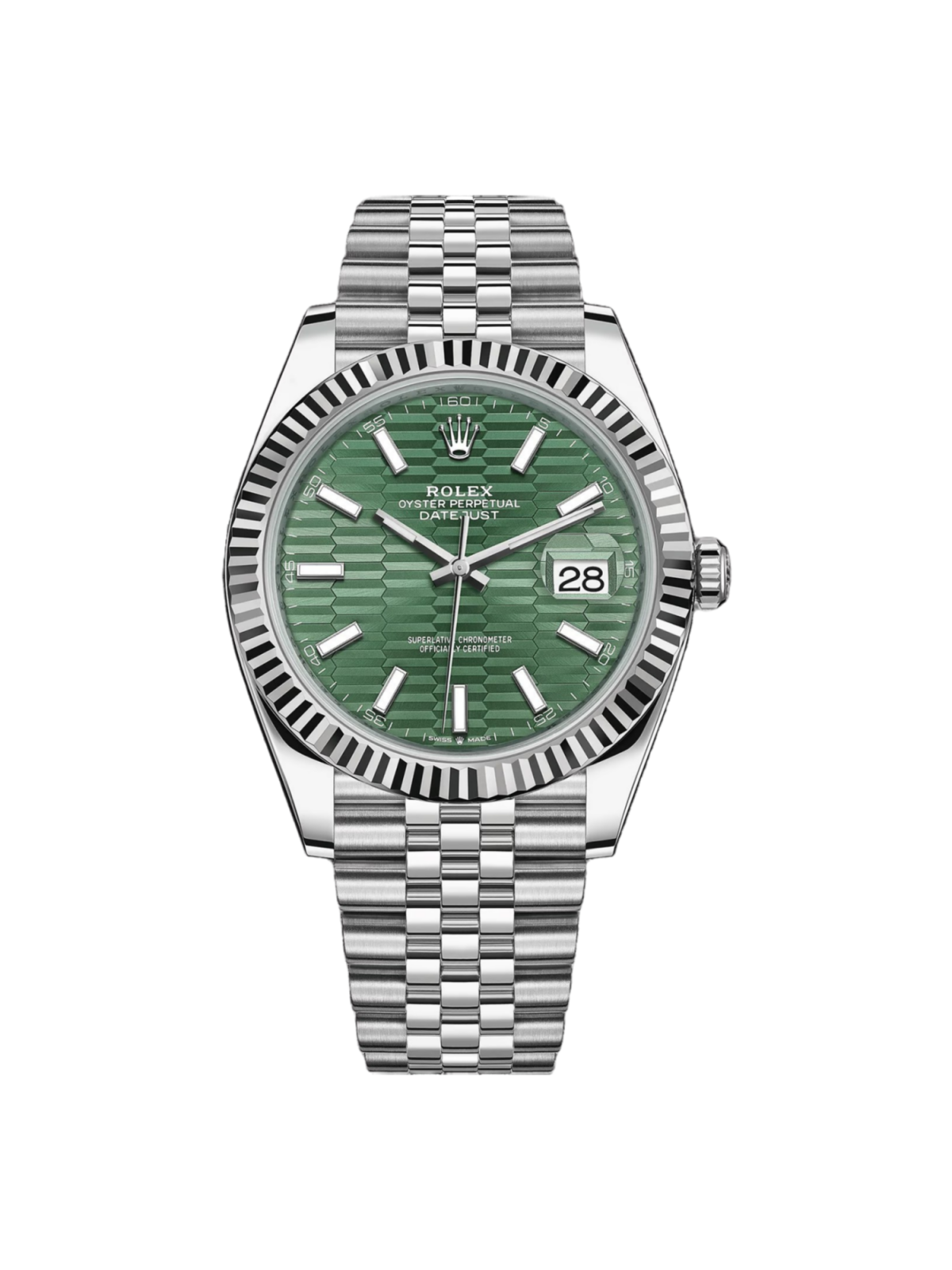 Rolex  Datejust 41mm 126334 Mint Green Fluted Motif Dial Oyster Bracelet