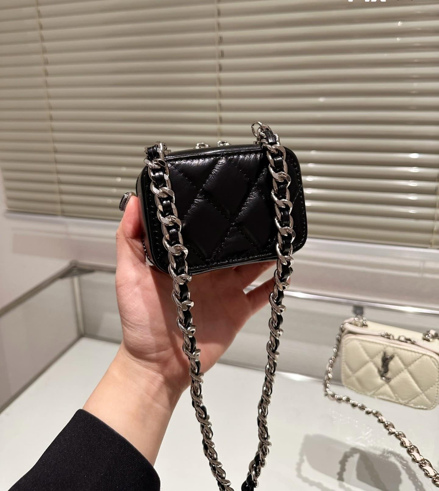 Saint Laurent Quilted Mini Bag With Zip Black 12Cm