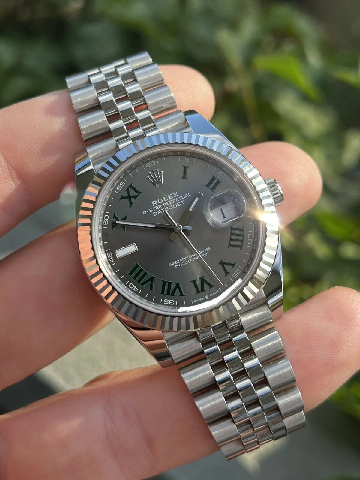 Rolex Datejust 41mm Rhodium Dial 126334 “Wimbledon” Flutted / Jubilee