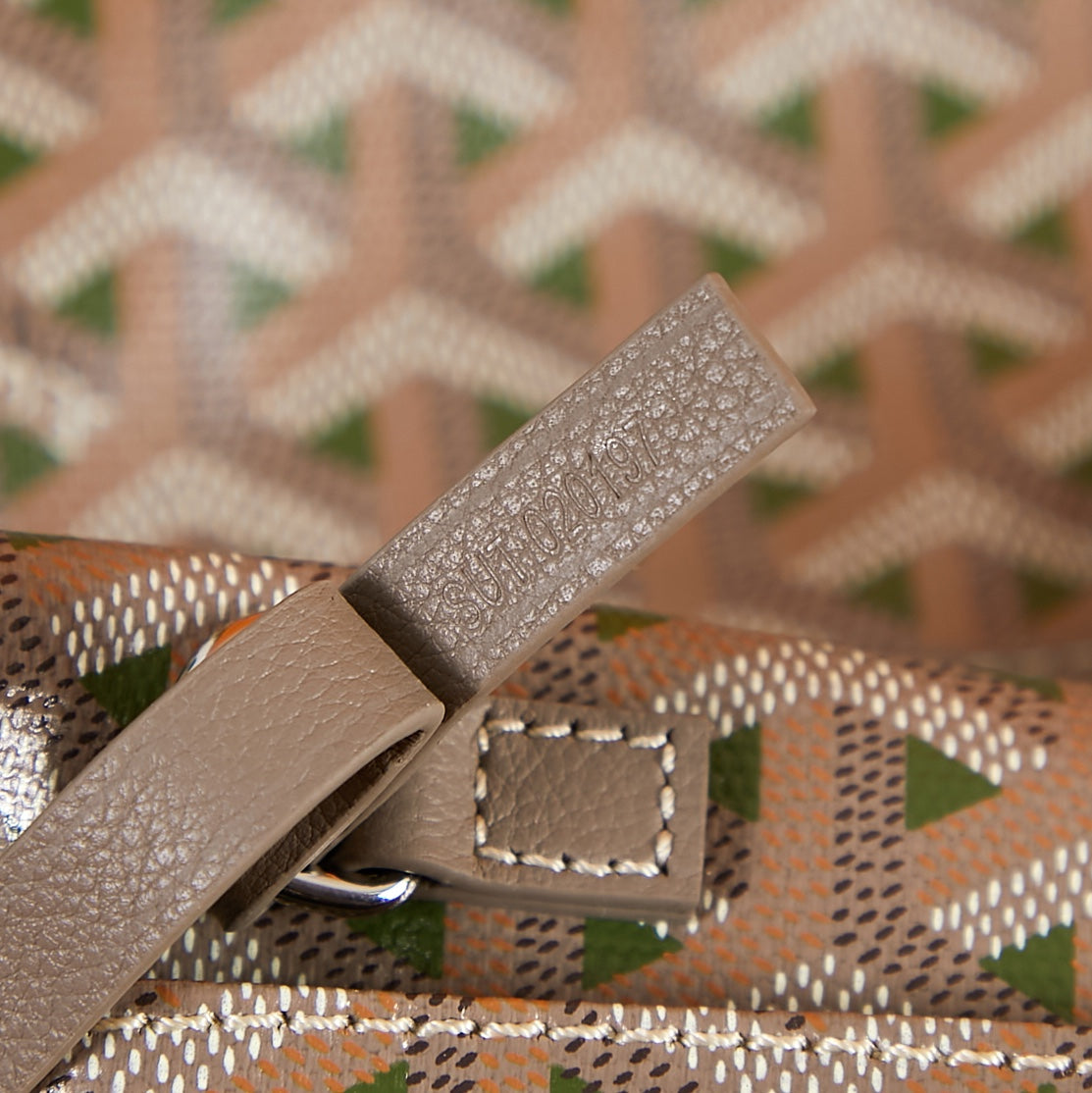 Goyard Saint Louis Pm 34Cm Brown Khaki Canvas Chevroches Calfskin