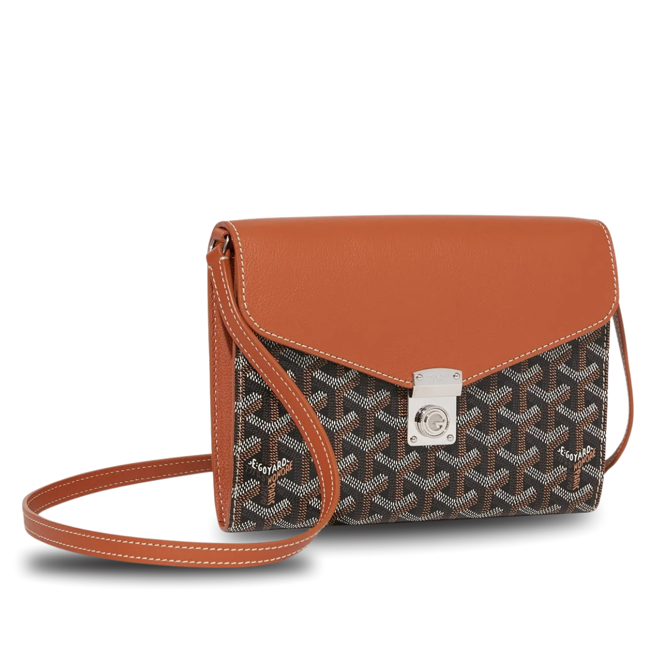 Goyard Chypre Wallet-Pouch 21 Cm Black Goyardine Canvas And Tan Calfskin