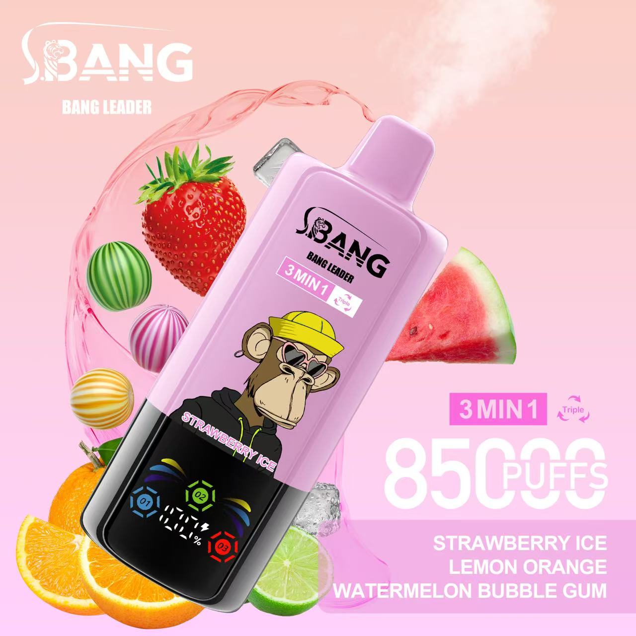 Bang Leader 85K Puffs 3-in-1 Prefilled Vape | 3 Adjustable Flavors, Rechargeable