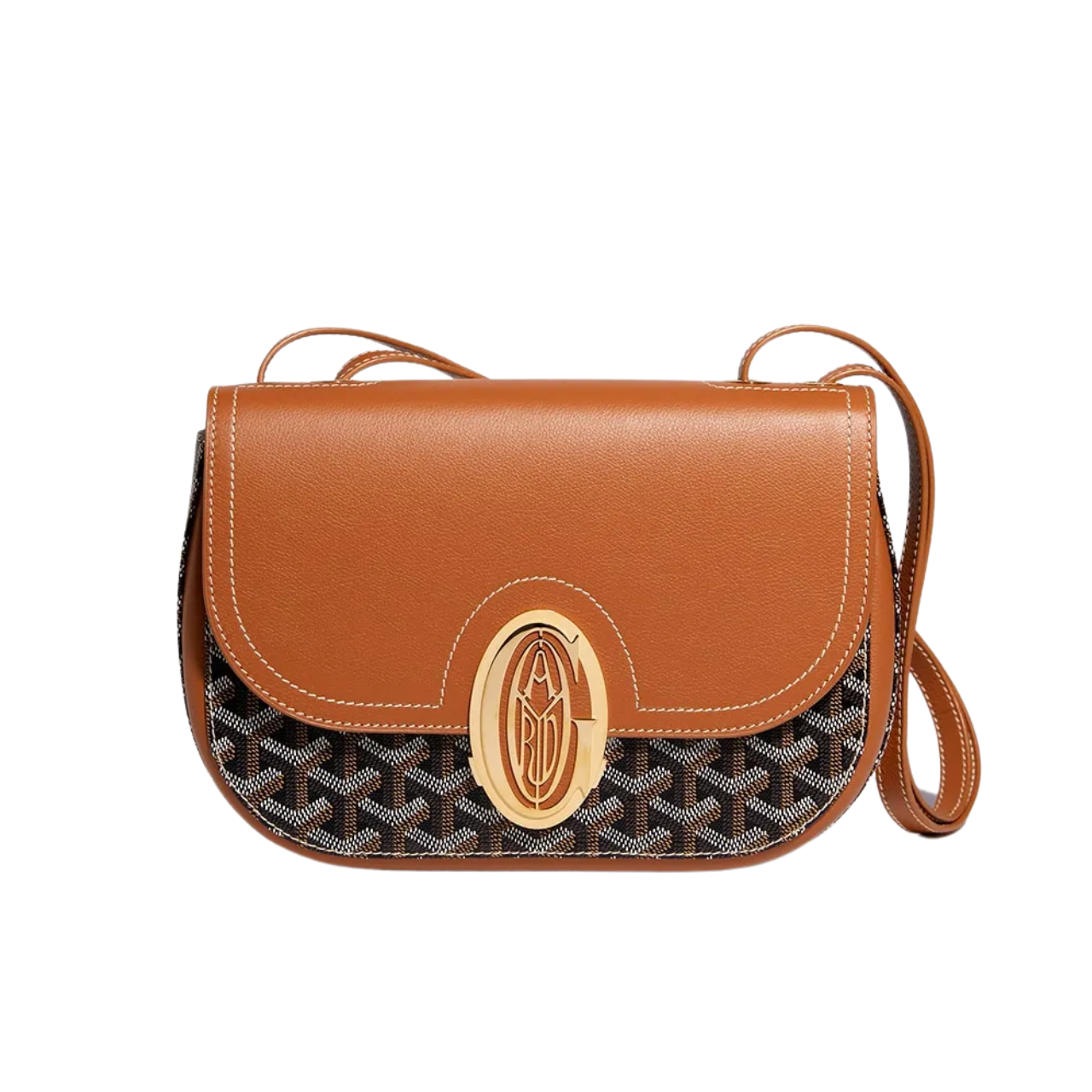 Goyard 233 Bag 25 Cm Tan Calfskin And Black Goyardine Canvas 25cm